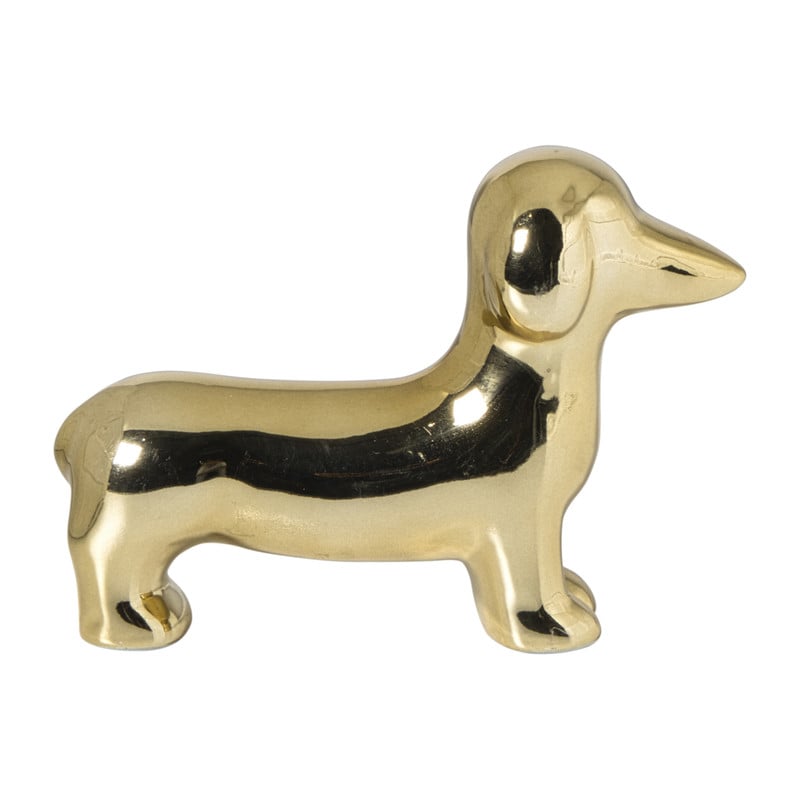 Beeldje teckel - goudkleurig - 12.5x17.5x4.5 cm