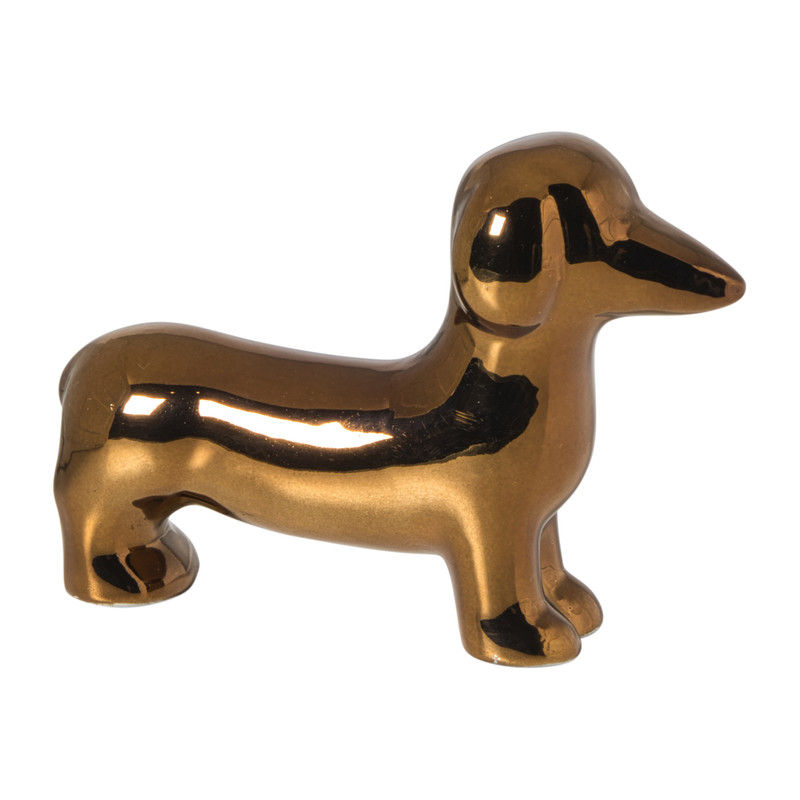 Beeldje teckel - bruin - 12.5x17.5x4.5 cm