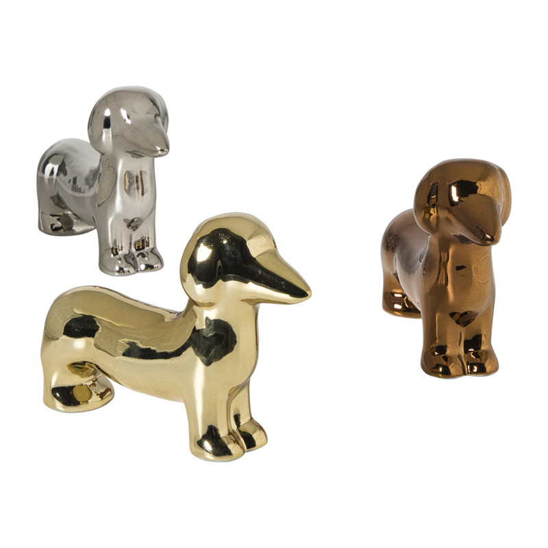 Beeldje teckel - bruin - 12.5x17.5x4.5 cm