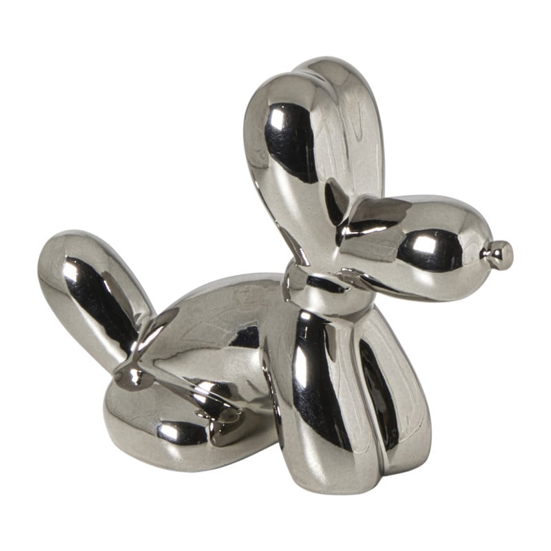 Ballon beeldje hond - zilver - 15.5x12x7 cm