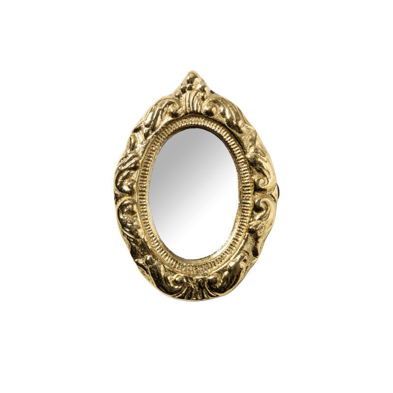 Mini spiegel ovaal - goudkleurig - 6.5x4.5x1 cm