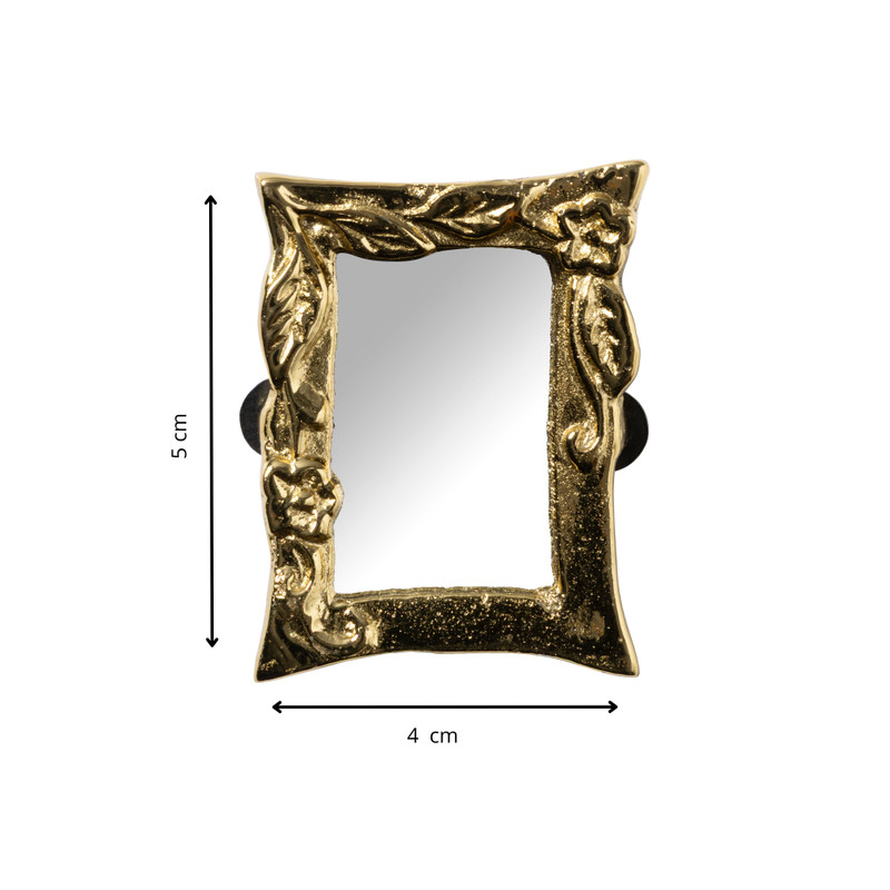 Mini spiegel rechthoek - goudkleurig - ø5x4x1 cm
