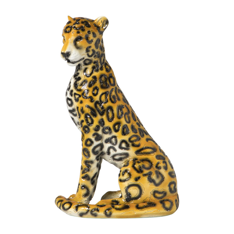 Beeld luipaard - zwart/oranje - 22x13.5x12 cm