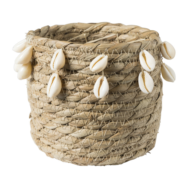 Mandje met schelpen - ø12x12 cm