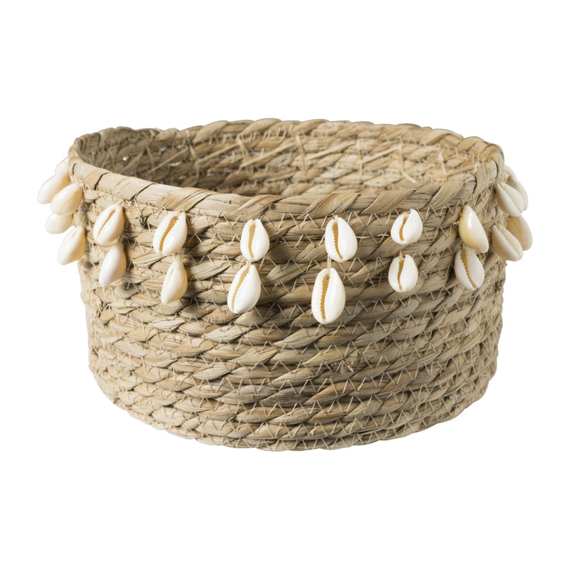 Mandje met schelpen - ø20x12 cm