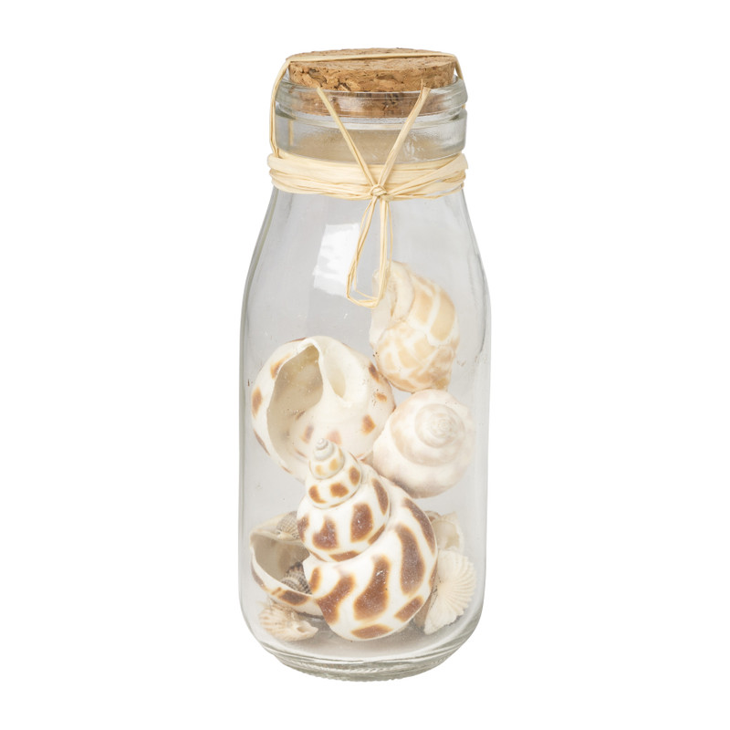 Potje met schelpen - naturel - ø5.5x14 cm 