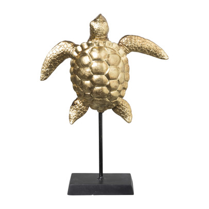 Kruiden Kietelen krom Staande decoratie schildpad - goudkleurig - 17x5,8x22,7 cm | Xenos