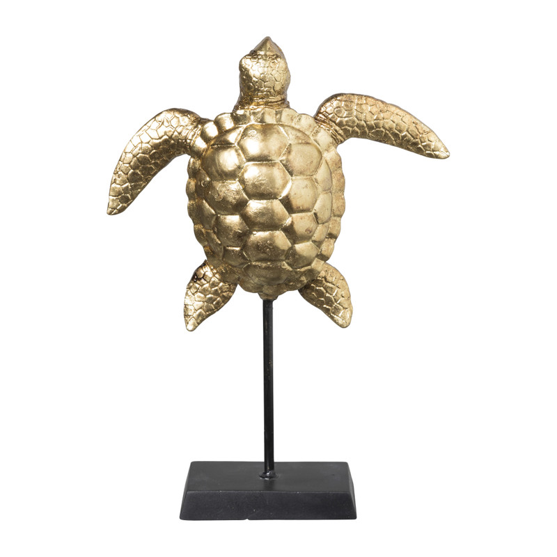 Staande decoratie schildpad - goudkleurig - 17x5,8x22,7 cm