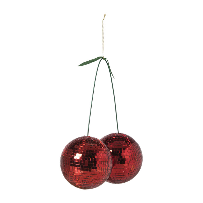 Disco kersen ornament - rood - 25x20x10 cm