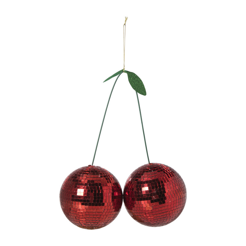 Disco kersen ornament - rood - 25x20x10 cm