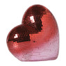 Disco hart ornament - roze - 18.5x10x17.6 cm