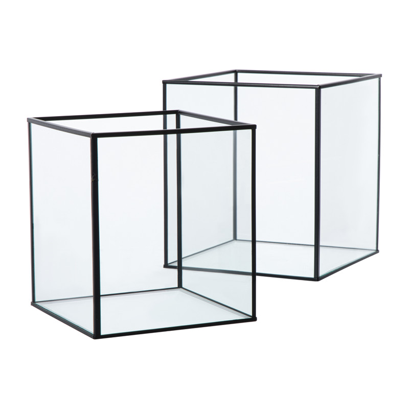 Deco box klein - zwart - 18x16x16 cm