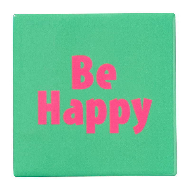 Siertegel be happy - multikleur - 10x10x0.5 cm