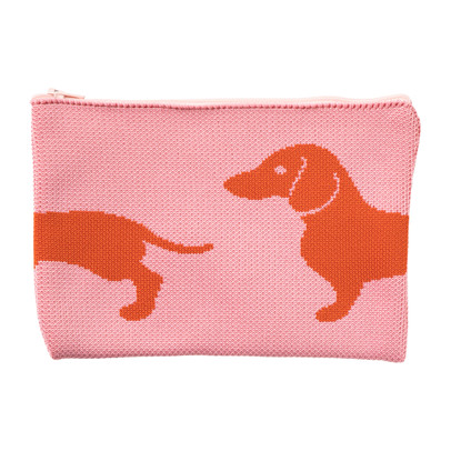 Etui teckel - roze/rood- 14x20 cm
