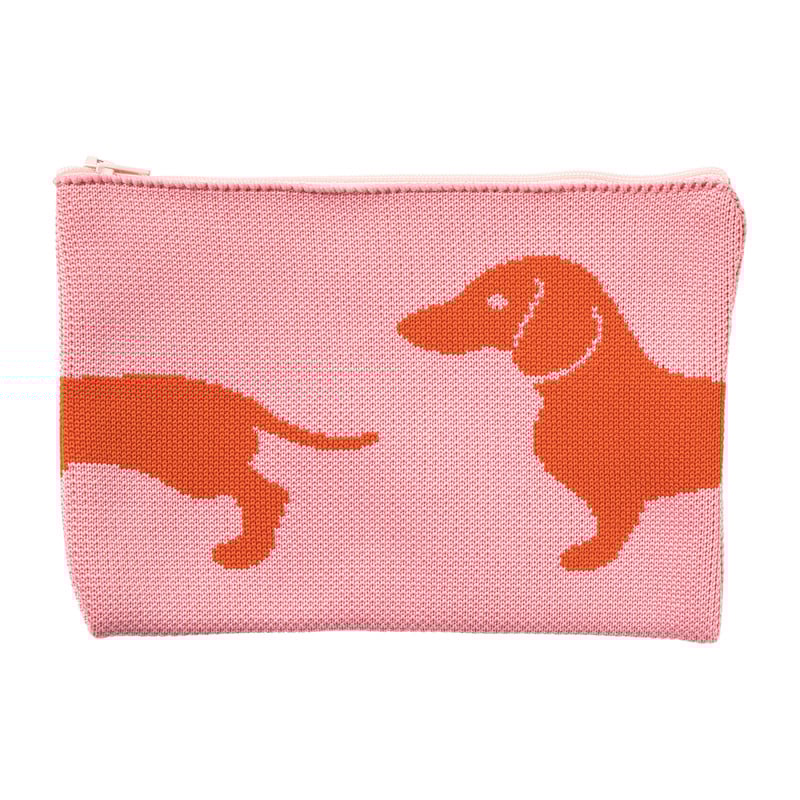 Etui teckel - roze/oranje - 14x20 cm