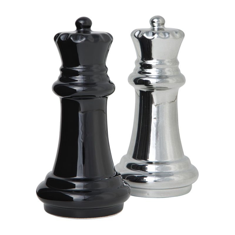 Beeldje schaakstuk - zwart/zilverkleurig - diverse varianten