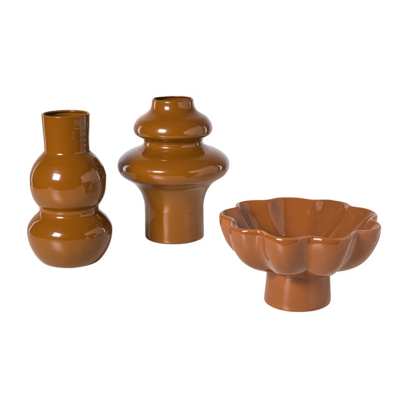 Decoratie schaal op voet bloem - bruin - ø20x11.5 cm