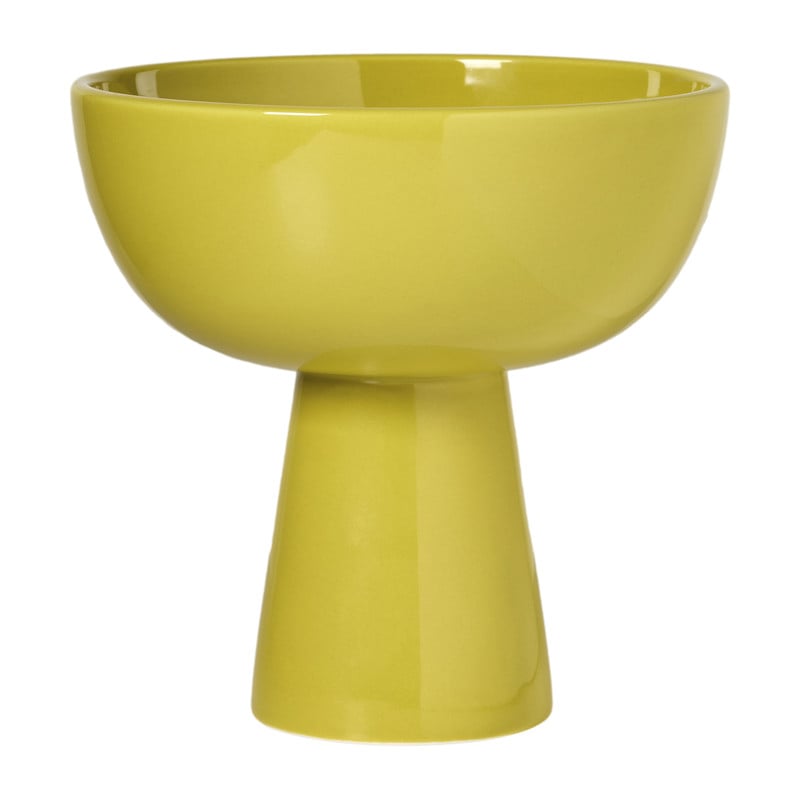 Decoratie schaal op voet - geel - ø20.3x20.3 cm