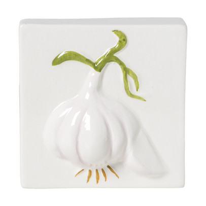 Siertegel knoflook - groen/wit - 10.2x10.2x5.1 cm