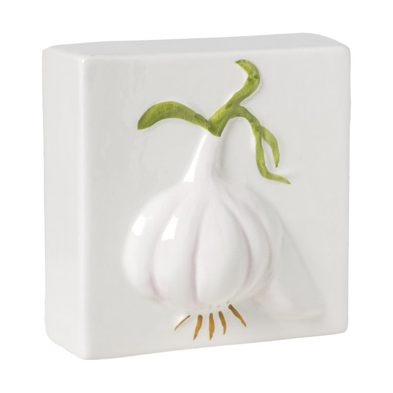 Siertegel knoflook - groen/wit - 10.2x10.2x5.1 cm