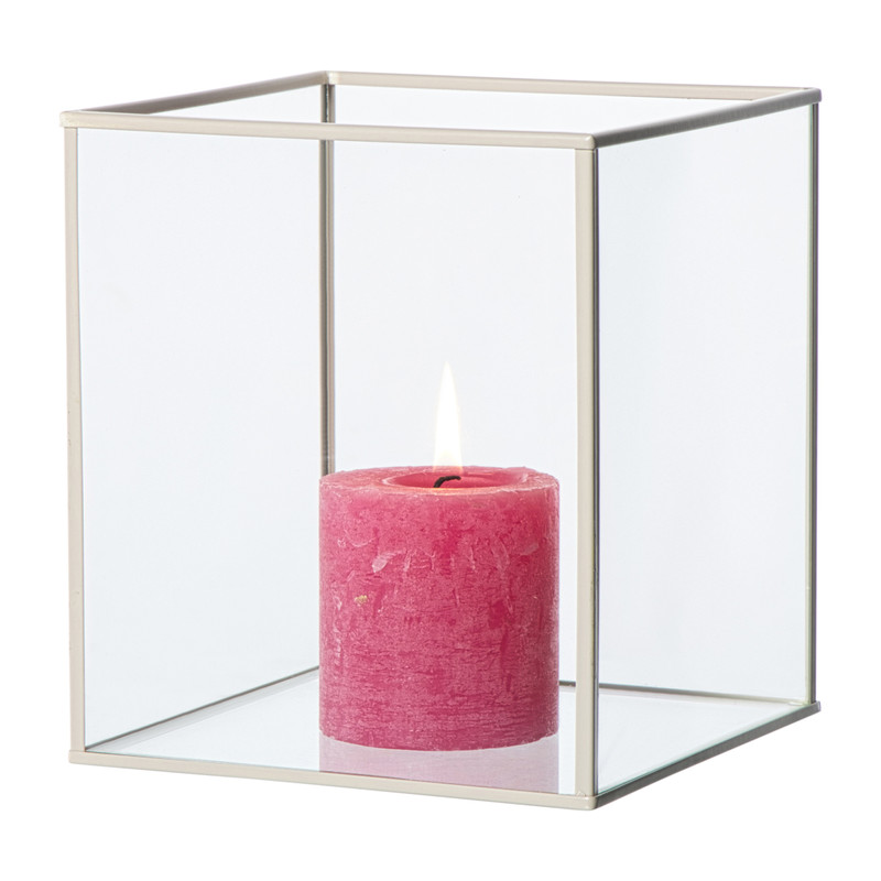 Deco box klein - beige - 18x16x16 cm