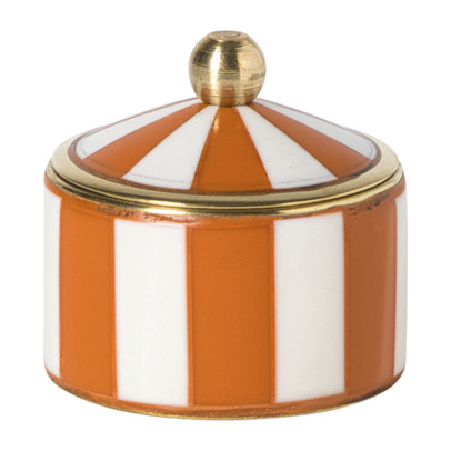 Opbergdoosje circus klein - oranje/wit - ø4.8x3.5 cm 