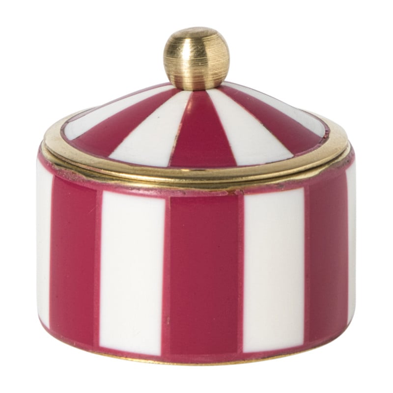 Opbergdoosje circus klein - groen/wit - ø4.8x3.5 cm
