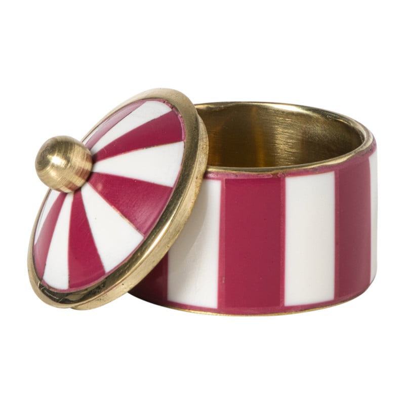 Opbergdoosje circus klein - groen/wit - ø4.8x3.5 cm