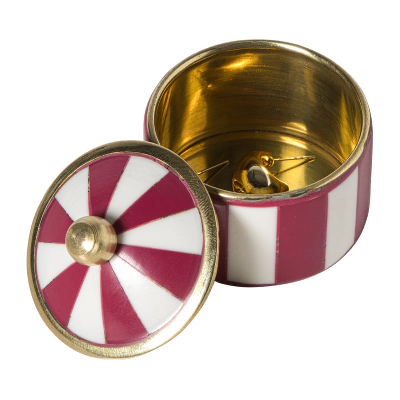 Opbergdoosje circus klein - groen/wit - ø4.8x3.5 cm