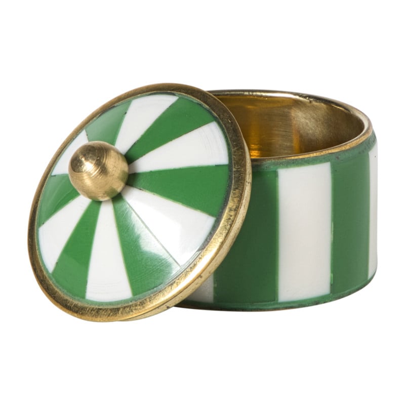 Opbergdoosje circus klein - rood/wit - ø4.8x3.5 cm  