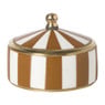 Opbergdoosje circus middel - bruin/wit - ø7x4 cm