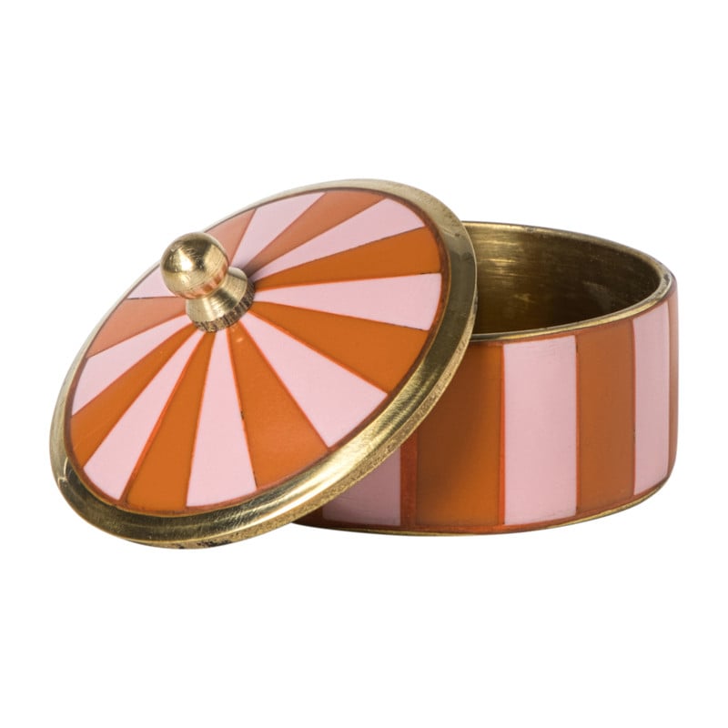 Opbergdoosje circus middel - oranje/roze  - ø7x4 cm 