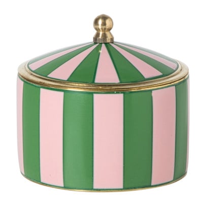 Opbergdoosje circus groot - roze/groen - ø8x7 cm