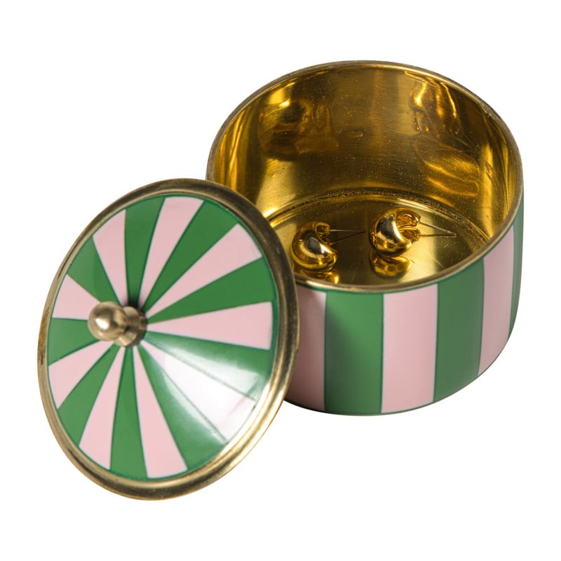 Opbergdoosje circus groot - roze/groen - ø8x7 cm