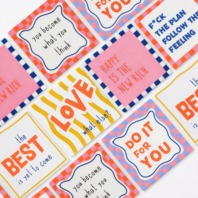 Tegeltje f*ck the plan - multikleur - 10x10x0.5 cm - Happy at Home by Sanny