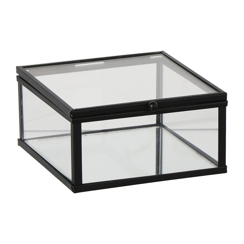 Zwart box glas klein - zwart/transparant - 5x10x10 cm