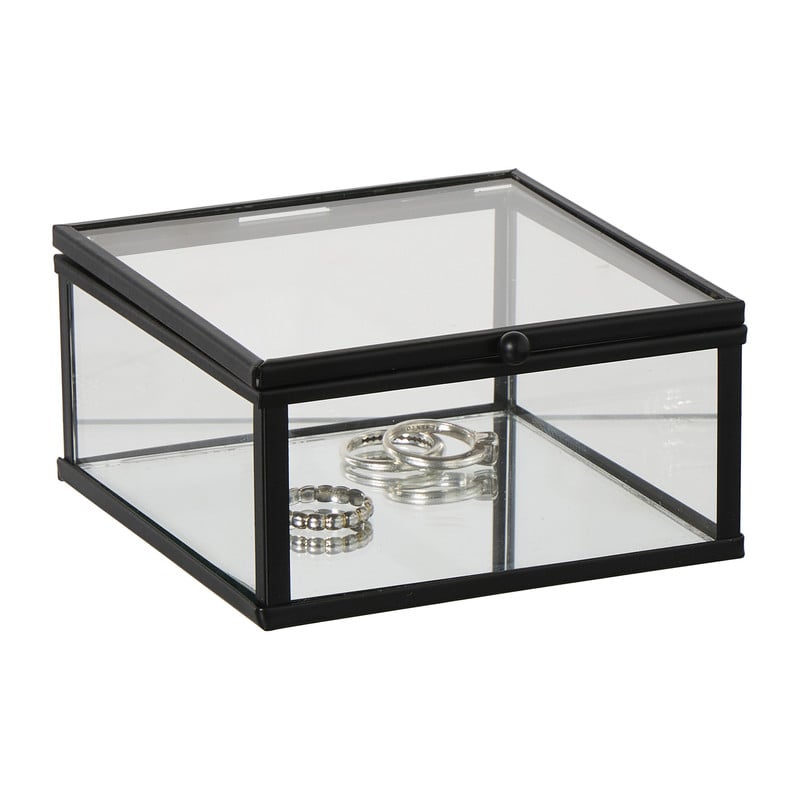 Zwart box glas klein - zwart/transparant - 5x10x10 cm