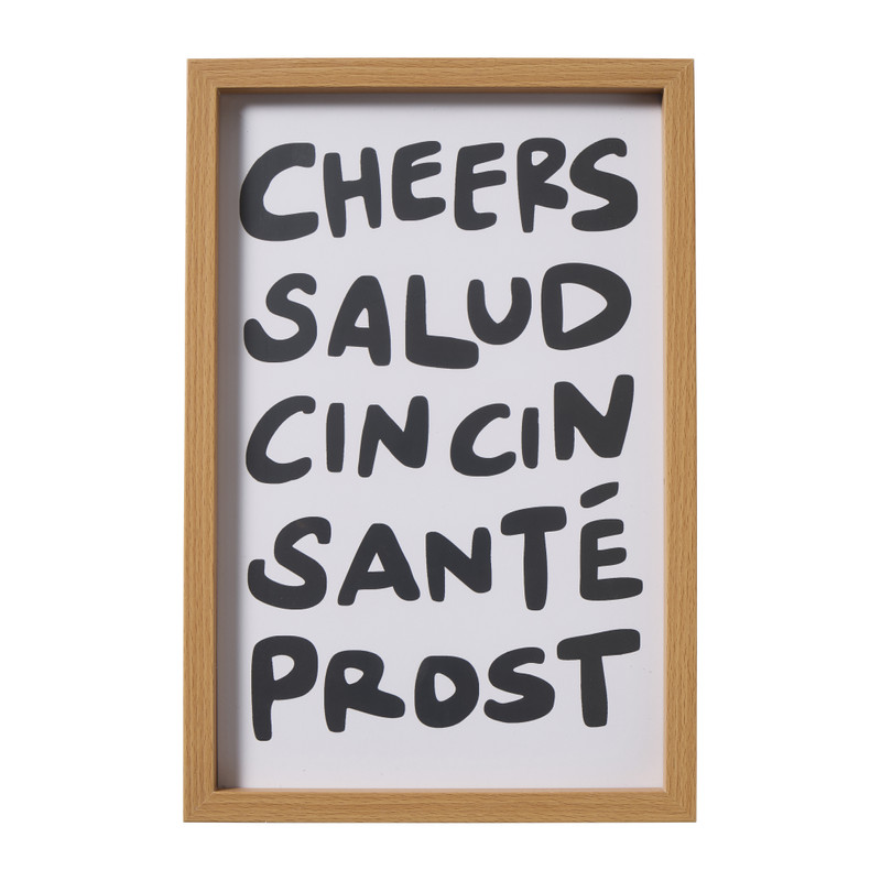 Poster cheers salud - wit/groen - 30x20 cm