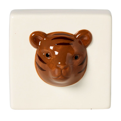 Tegel tijger - wit/bruin - 10x10x5 cm