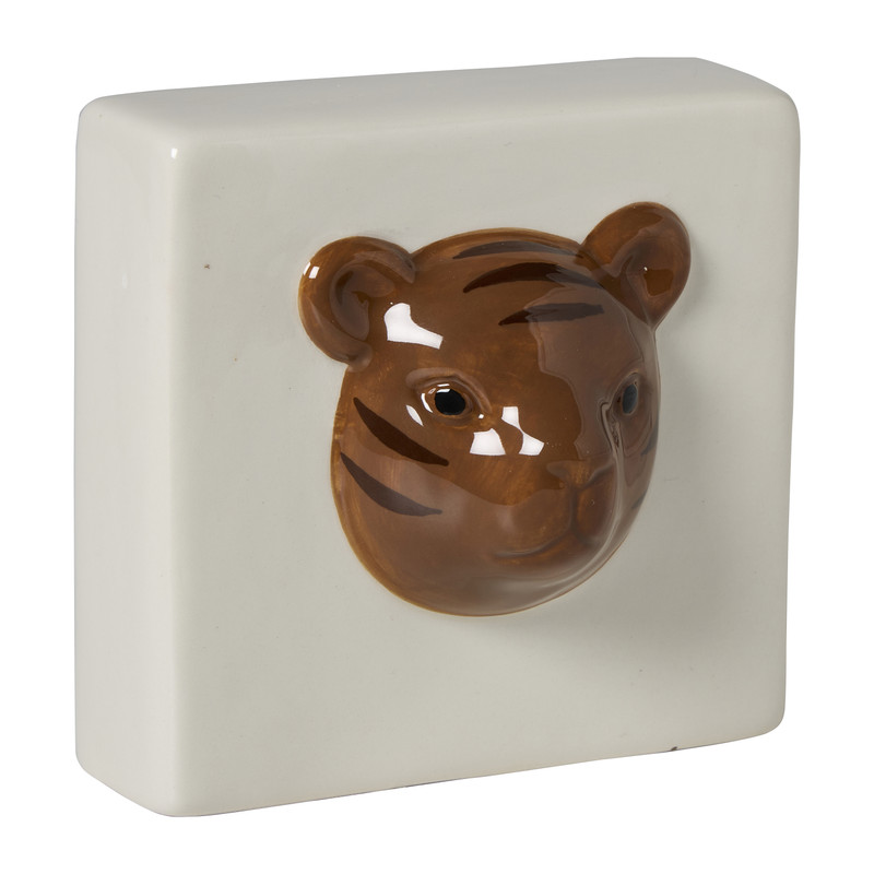 Tegel tijger - wit/bruin - 10x10x5 cm