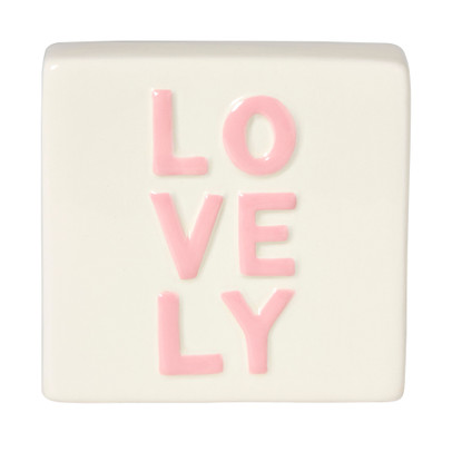 Tegel lovely - wit/roze - 10x10x5 cm