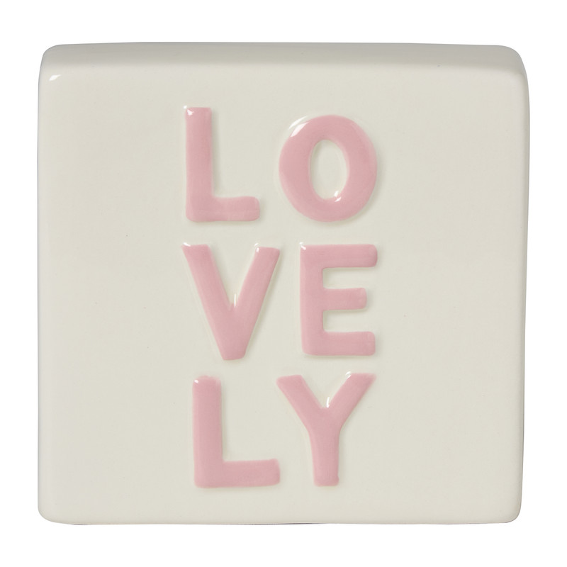 Tegel lovely - wit/roze - 10x10x5 cm