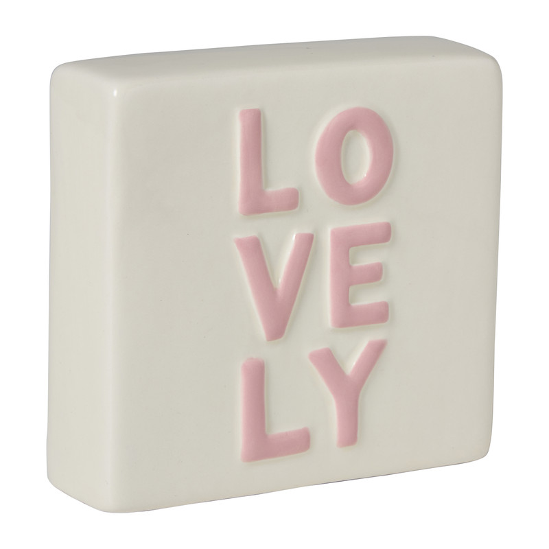 Tegel lovely - wit/roze - 10x10x5 cm