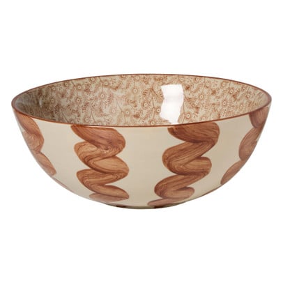 Decoratie schaal met print groot - bruin/beige - ø33x12 cm