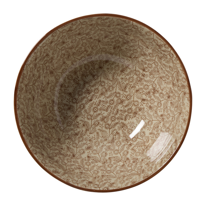 Decoratie schaal met print groot - bruin/beige - ø33x12 cm