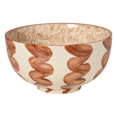 Decoratie schaal met print klein - bruin/beige - ø19x10.5 cm