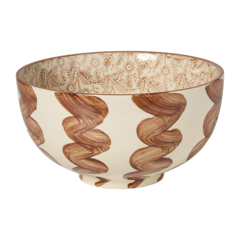 Decoratie schaal met print klein - bruin/beige - ø19x10.5 cm