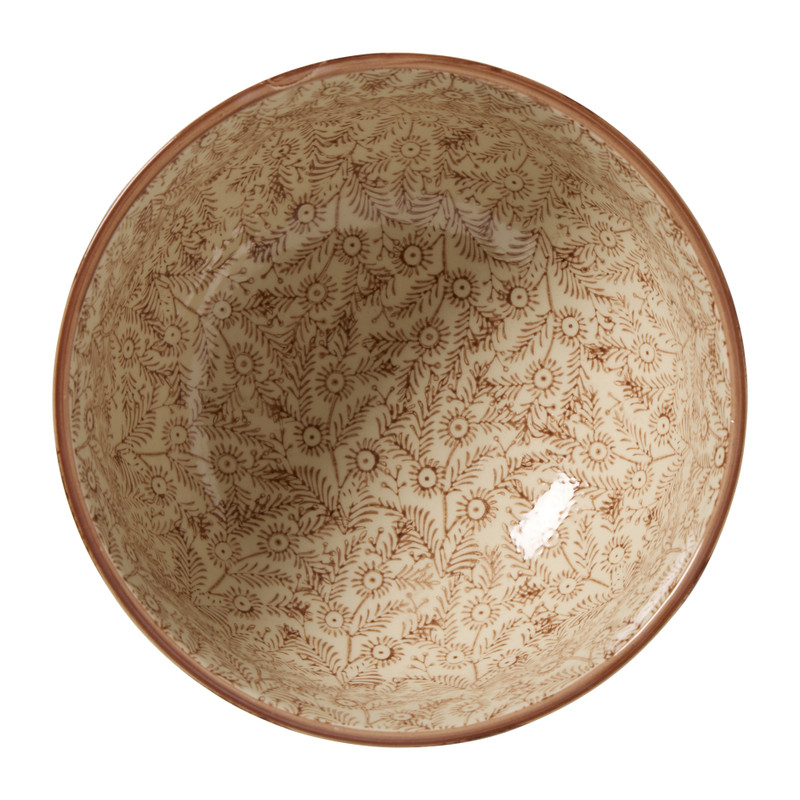 Decoratie schaal met print klein - bruin/beige - ø19x10.5 cm