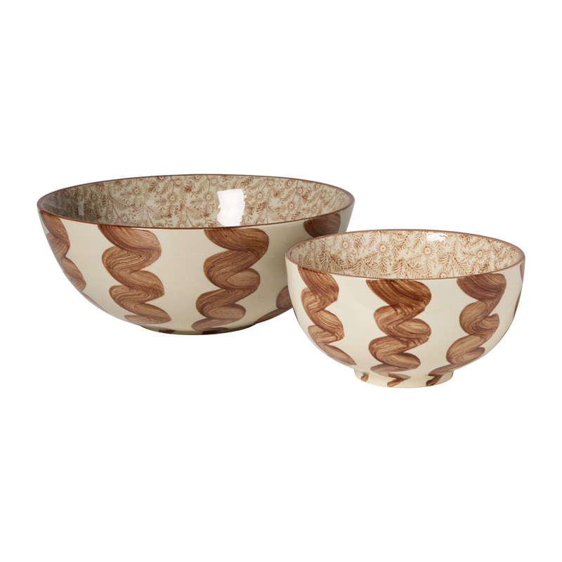 Decoratie schaal met print klein - bruin/beige - ø19x10.5 cm