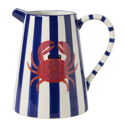 Decoratie vaas krab - blauw/rood - 24.5x25x18.5 cm